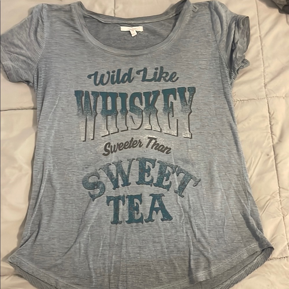 Maurices Graphic Gray and Blue Tee Relaxed Fit